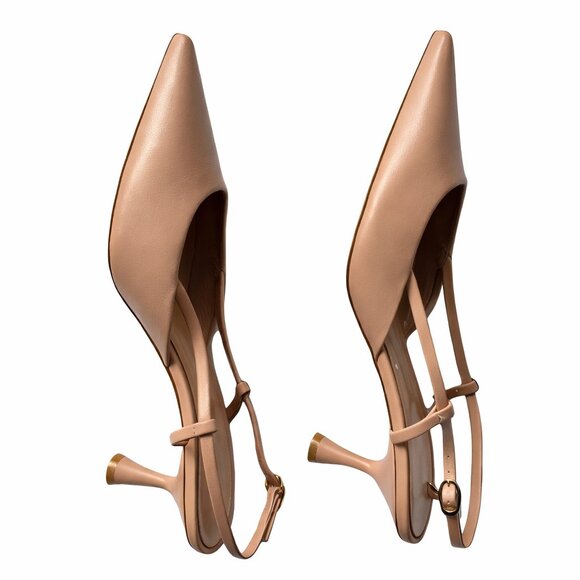 Gianvito Rossi Ascent 55 Beige Leather Slingback Pumps - 38.5 NWOT Made in Italy - Picture 8 of 12